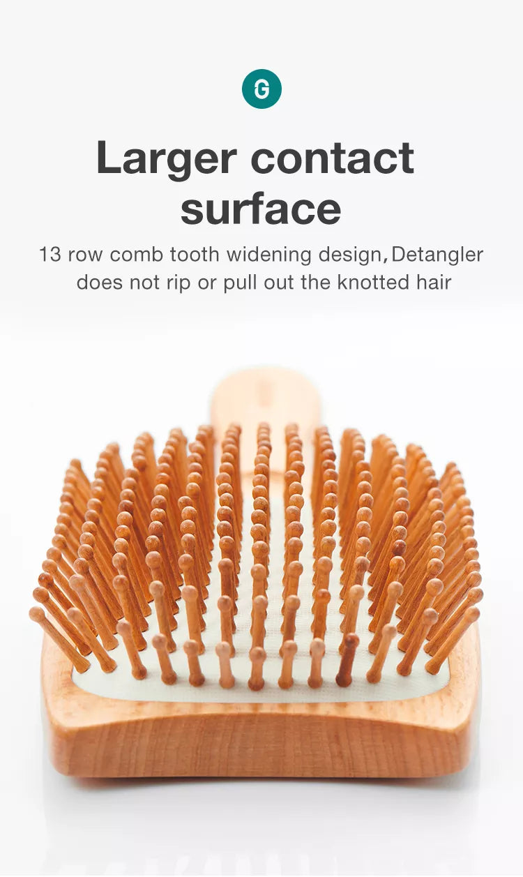 Hair Brush Wide Board Massage Natural Beech Cat's Head Design Comb Gasbag Hairbrush For Dry Wet