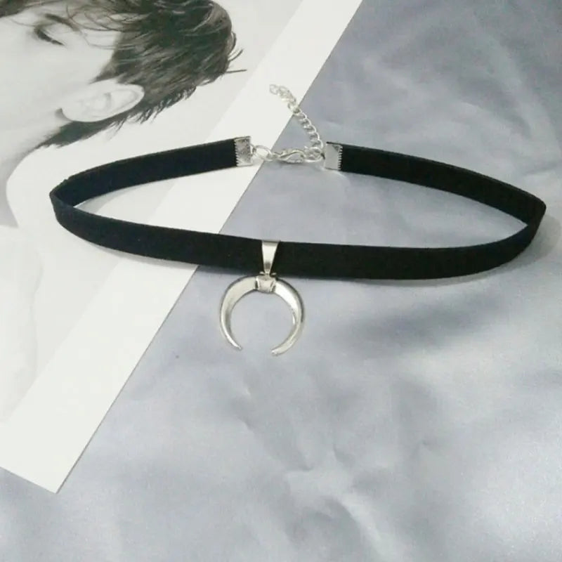 Black PU Velvet Choker Necklace Sexy Design