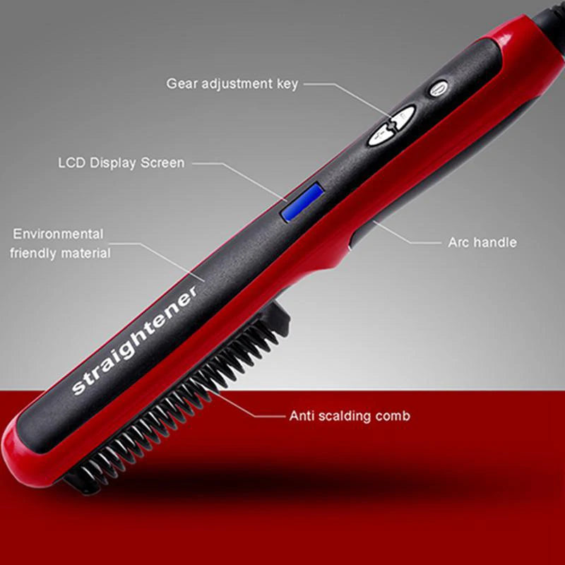 Ionic Hair Straightener Brush for frizz-free, silky hair. Ceramic heating, anti-scald, perfect for straightening and curls.