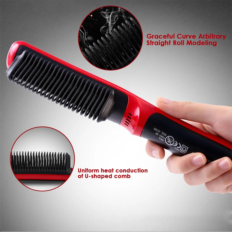 Ionic Hair Straightener Brush for frizz-free, silky hair. Ceramic heating, anti-scald, perfect for straightening and curls.