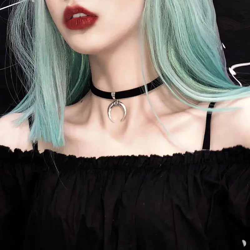 Black PU Velvet Choker Necklace Sexy Design