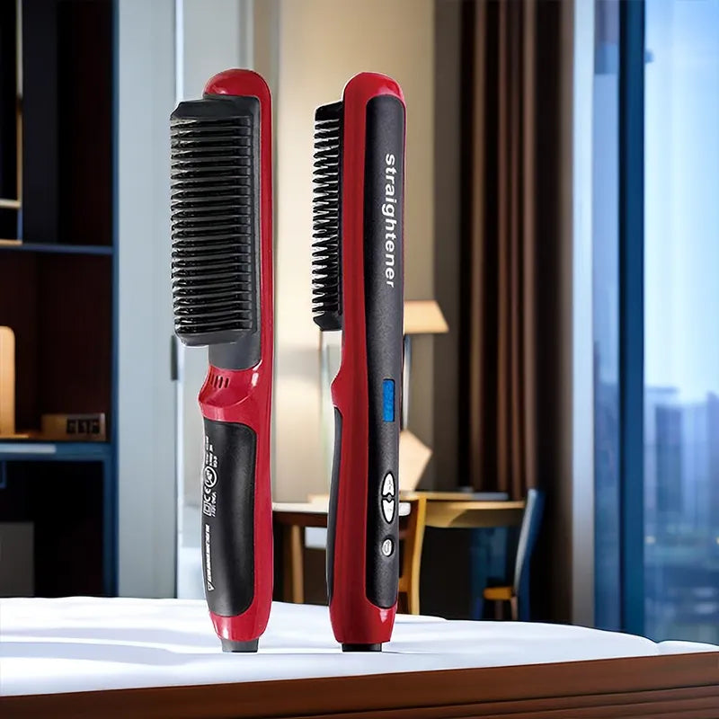 Ionic Hair Straightener Brush for frizz-free, silky hair. Ceramic heating, anti-scald, perfect for straightening and curls.